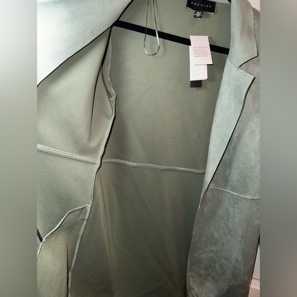 Women’s Premise Sage Green Suede Like Trench Coat - Picture 3 of 7